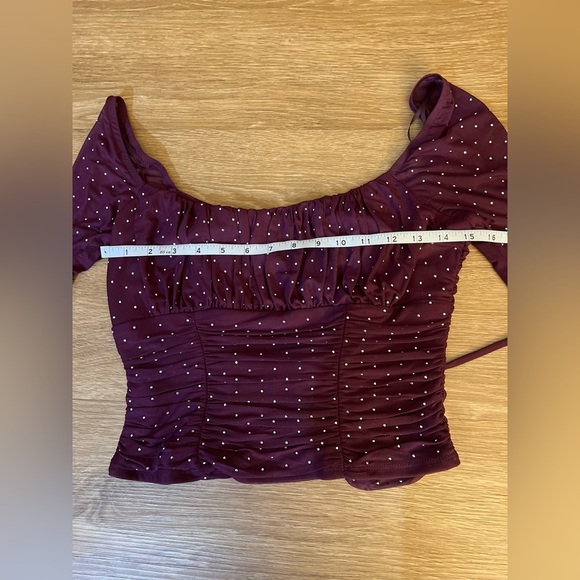 Alex & Sophia Purple Studded Lace-Up Square-Neck Top, crop Top - Picture 8 of 11